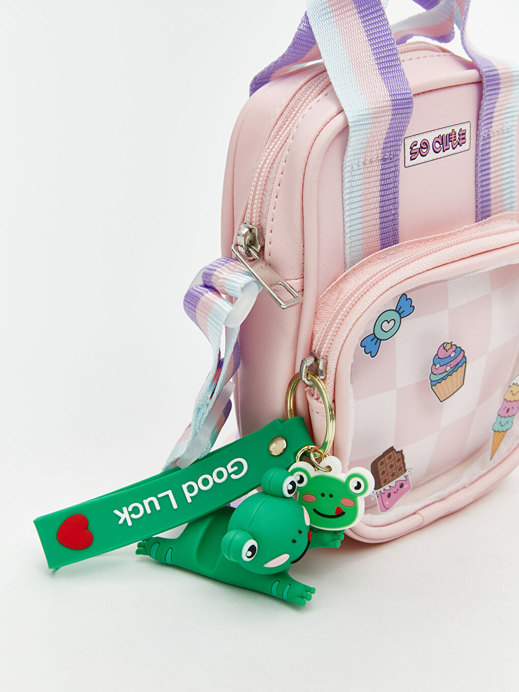 Pembe Kız Çocuk Kol Çantası ve Anahtarlık-1