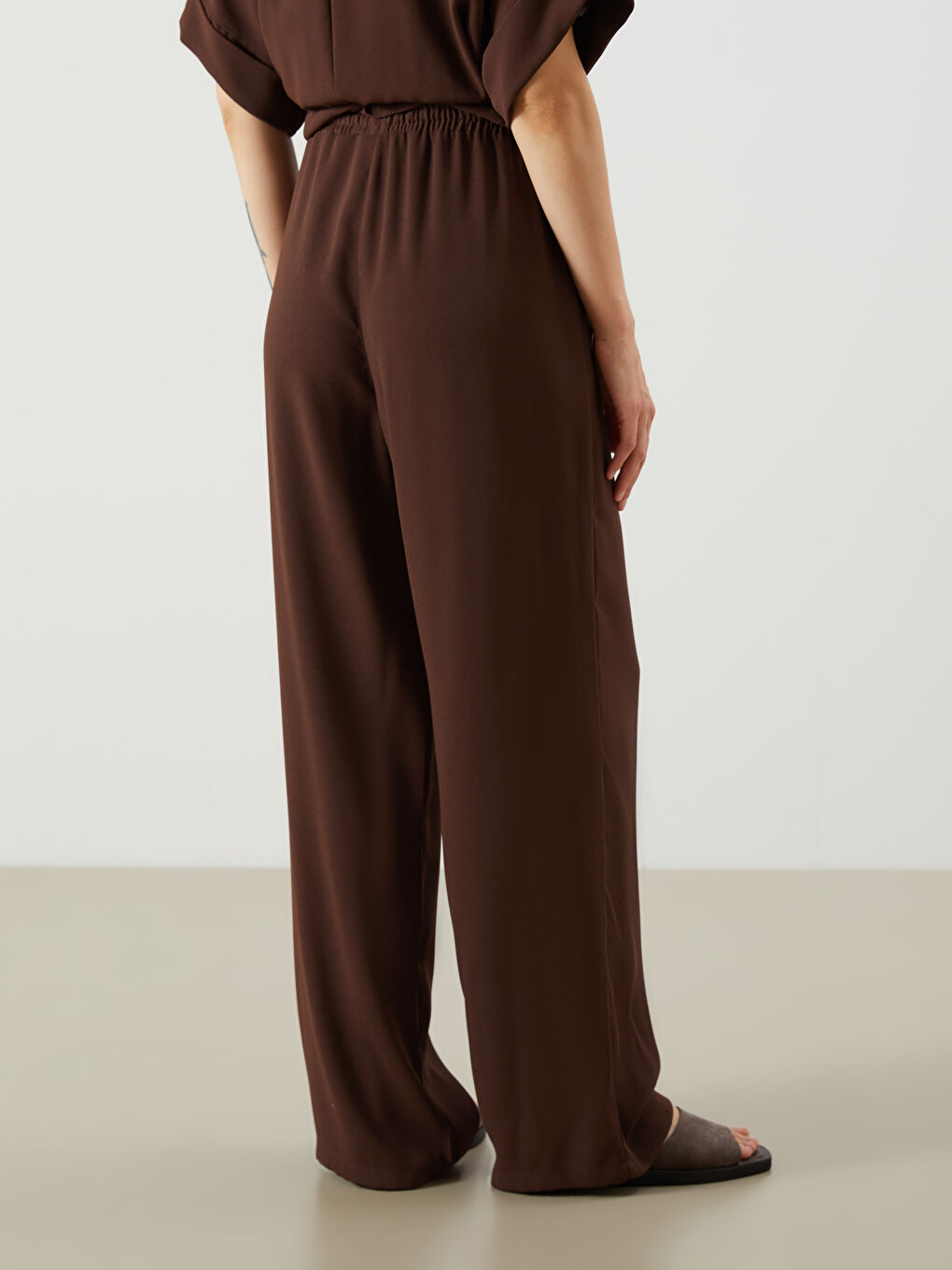 Elasticated Waist Linen-Look Women's Trousers-7