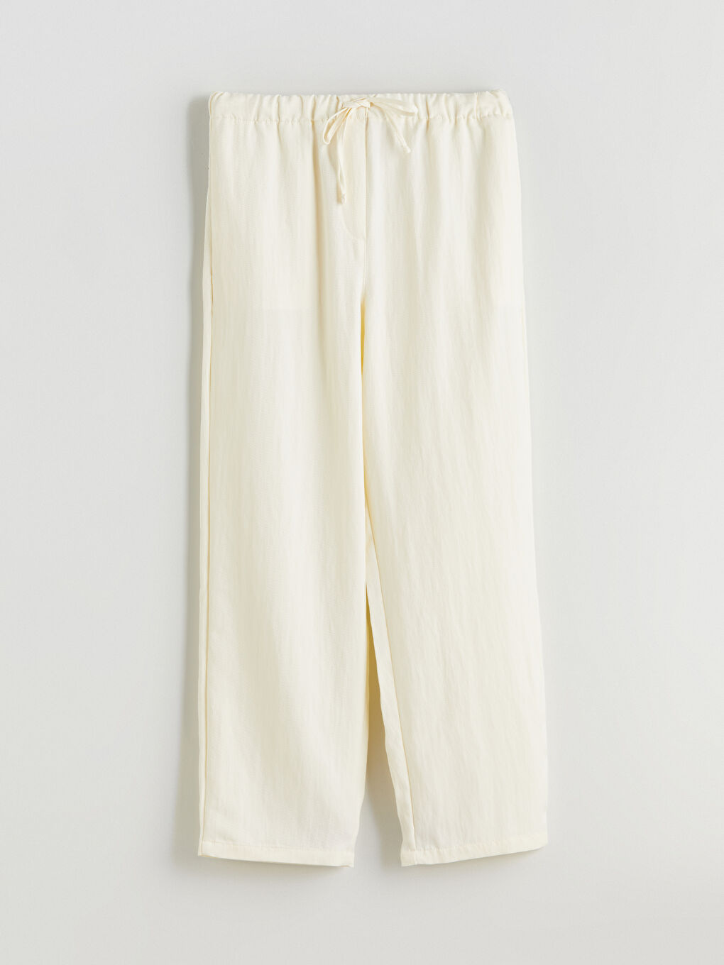 Ekru Beli Lastikli Kadın Pantolon-9