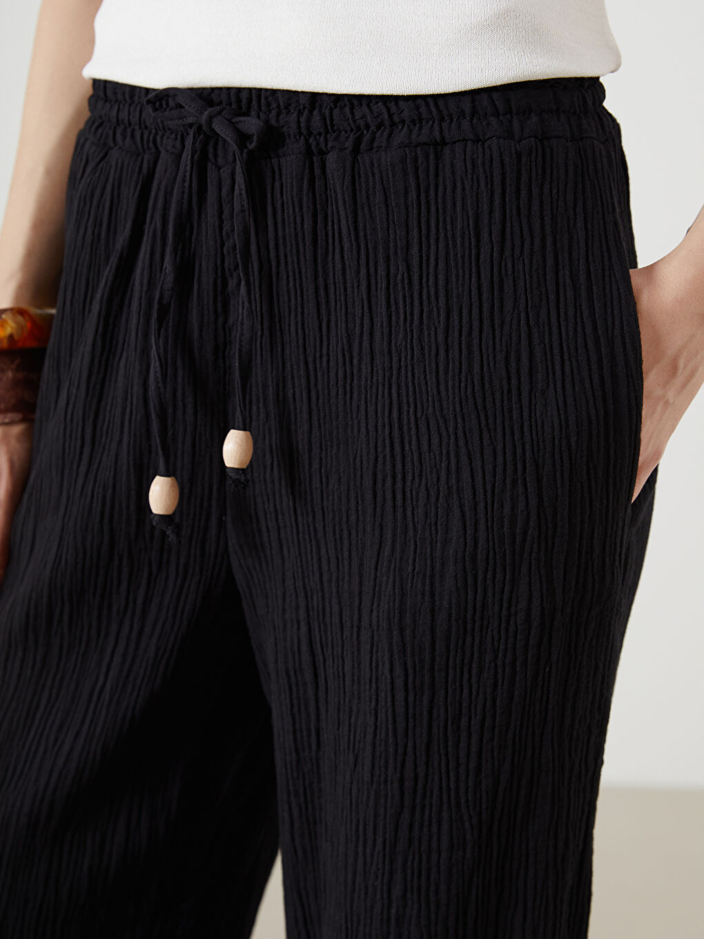 LCW Vision Elasticated Waist Textured Women's Trousers -S5R833Z8-CVL