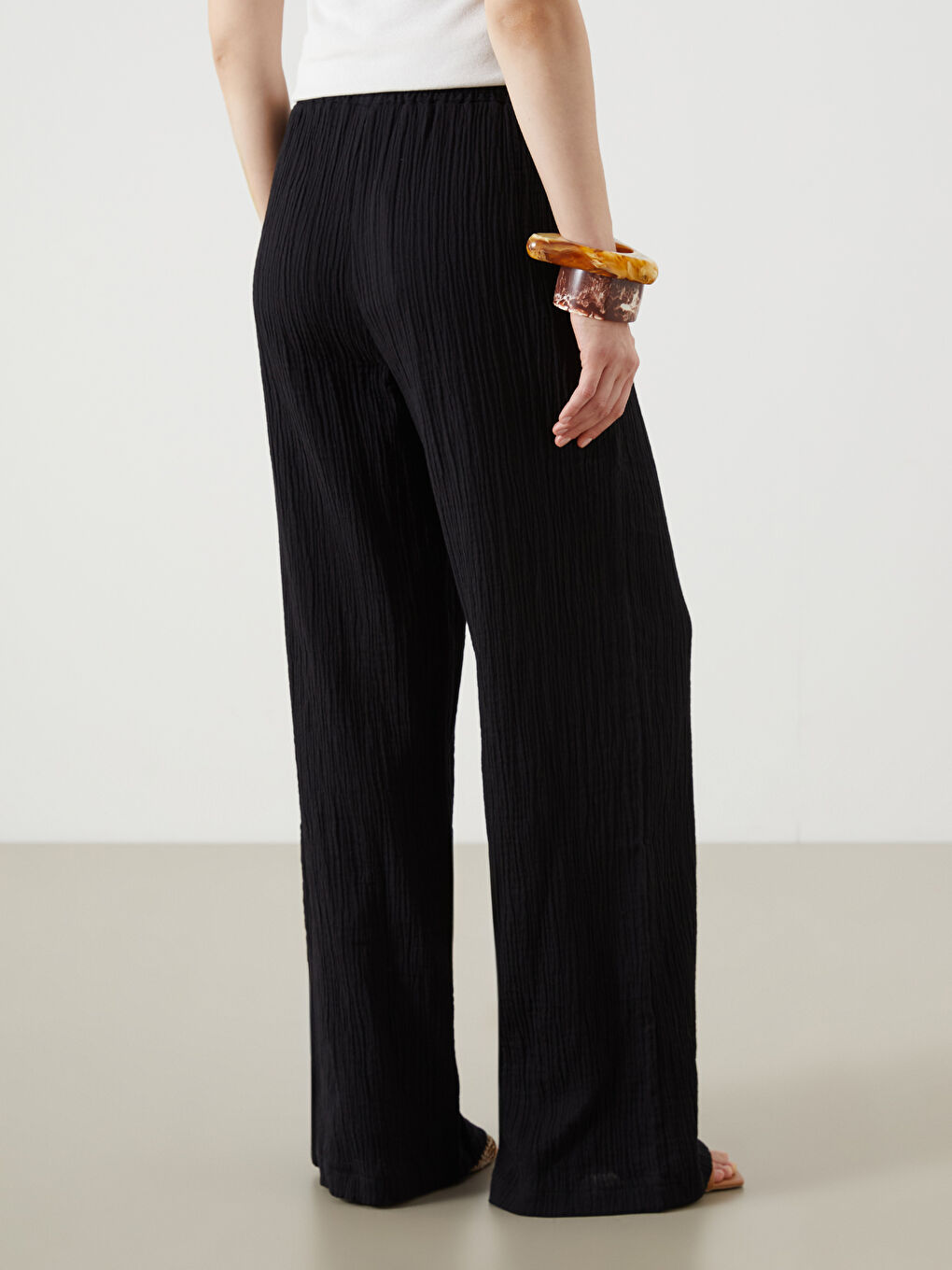 LCW Vision Elasticated Waist Textured Women's Trousers -S5R833Z8-CVL