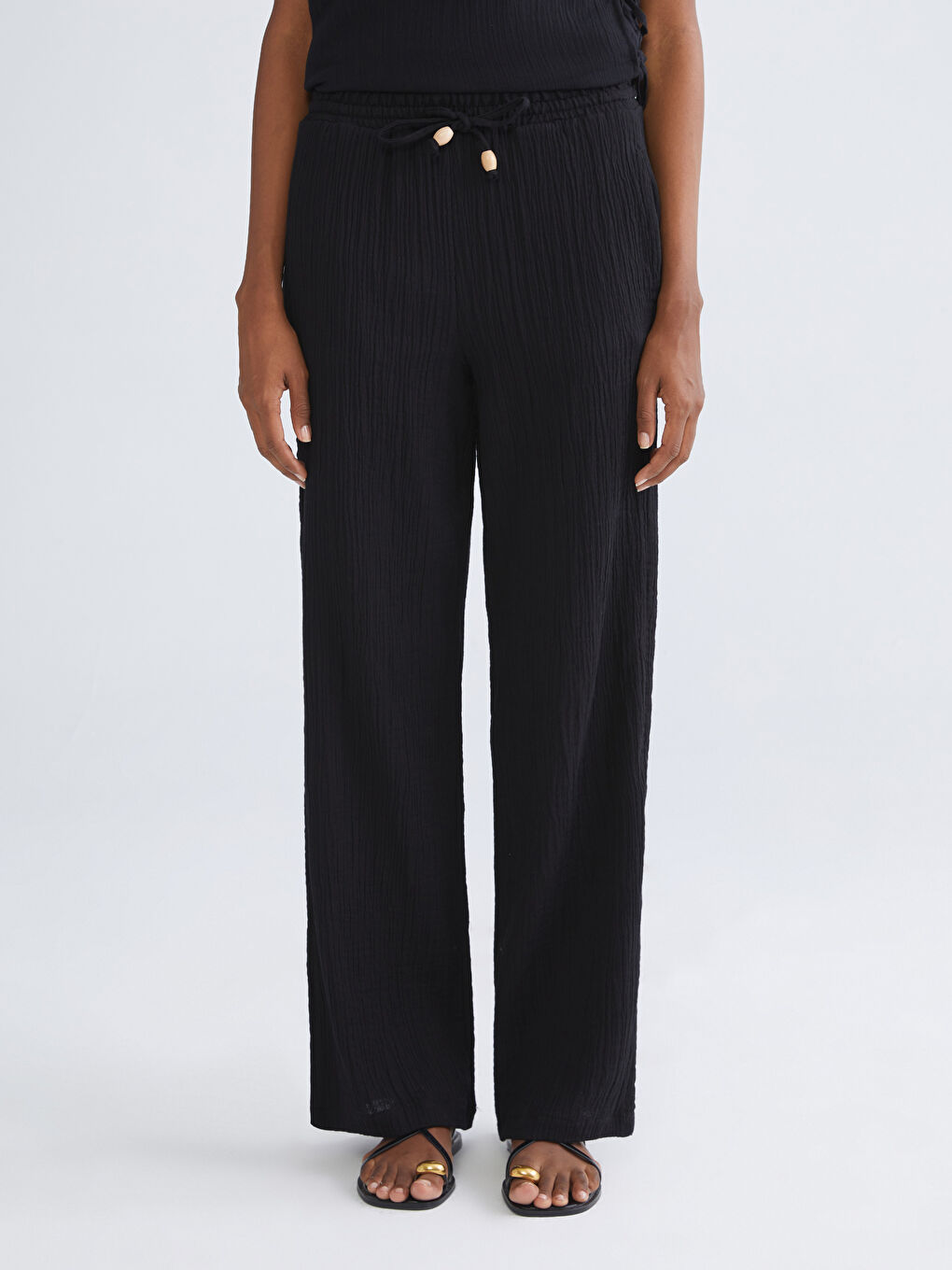 LCW Vision Elasticated Waist Textured Women's Trousers -S5R833Z8-CVL