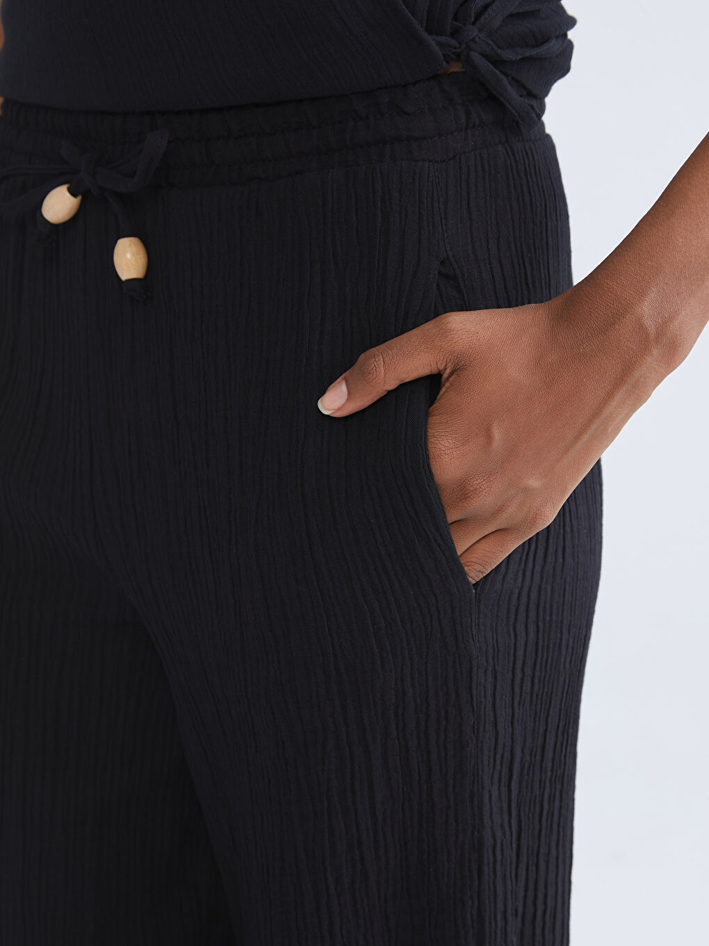 LCW Vision Elasticated Waist Textured Women's Trousers -S5R833Z8-CVL
