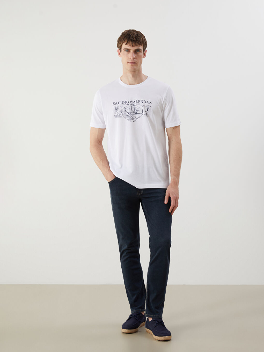 SOUTHBLUE Crew Neck Printed Jersey Men's T-Shirt -S5R858Z8-Q6K