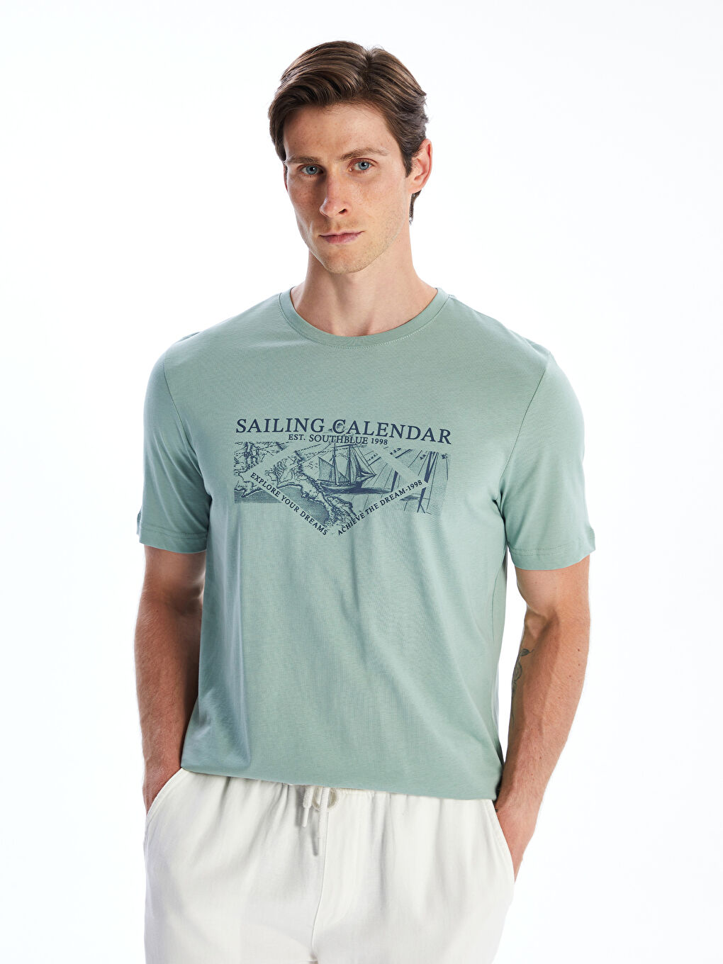 SOUTHBLUE Crew Neck Printed Jersey Men's T-Shirt -S5R858Z8-TW2