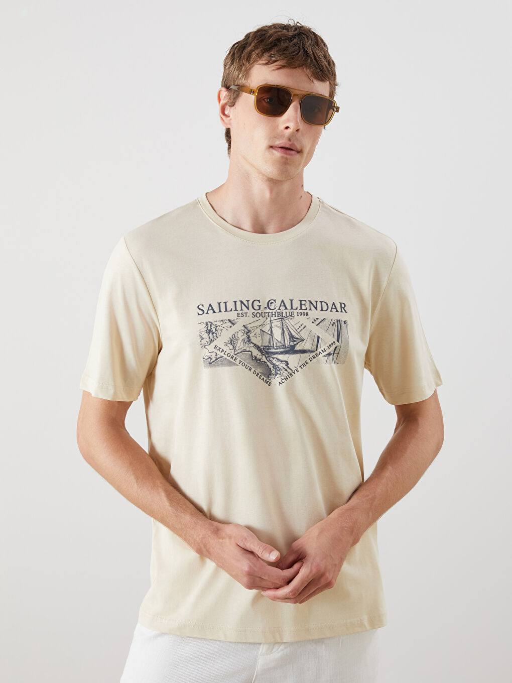 SOUTHBLUE Crew Neck Printed Jersey Men's T-Shirt -S5R858Z8-ZU9