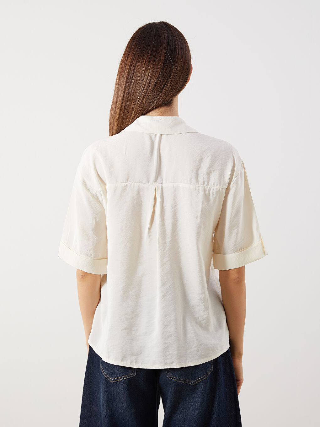 Sarı Modal Karışımlı Oversize Kadın Gömlek-3