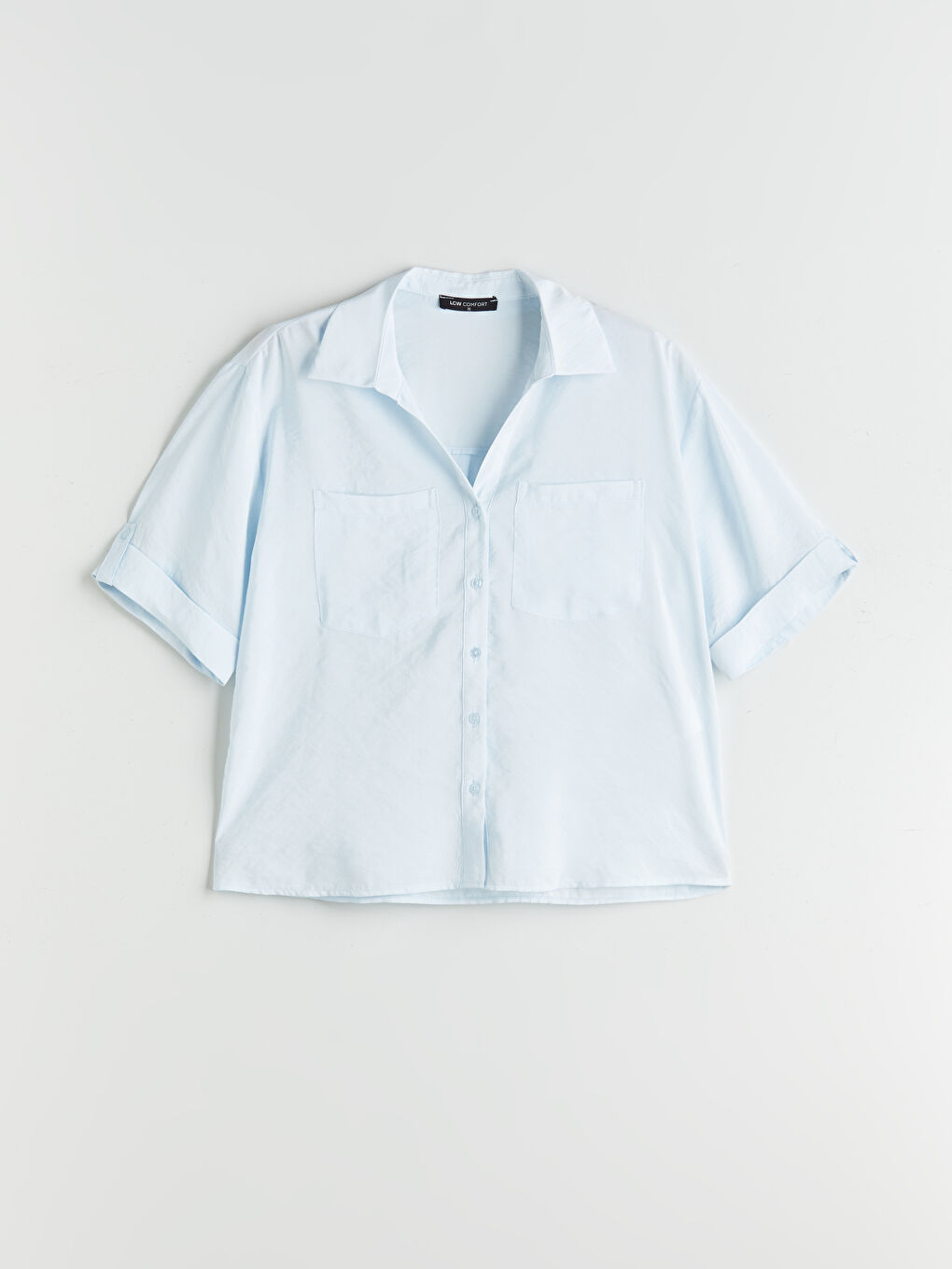 Mavi Modal Karışımlı Oversize Kadın Gömlek-4