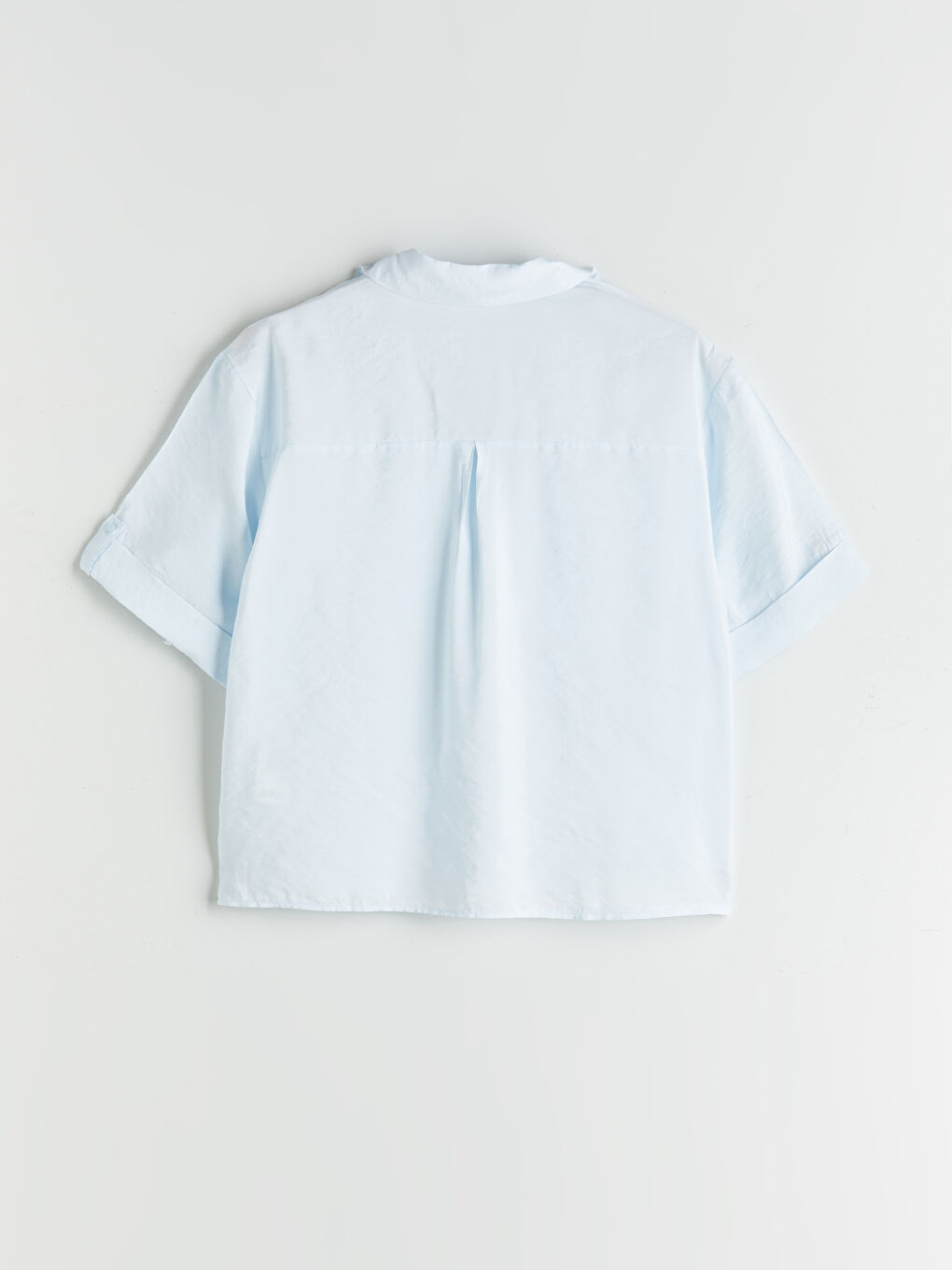 Mavi Modal Karışımlı Oversize Kadın Gömlek-5