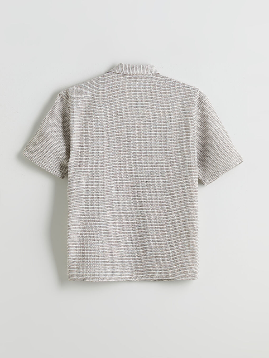 Kahverengi Rahat Kalıp Resort Yaka Kısa Kollu Gabardin Erkek Gömlek-5