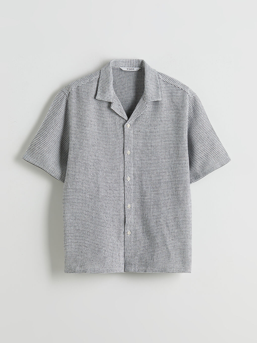 Lacivert Rahat Kalıp Resort Yaka Kısa Kollu Gabardin Erkek Gömlek-4