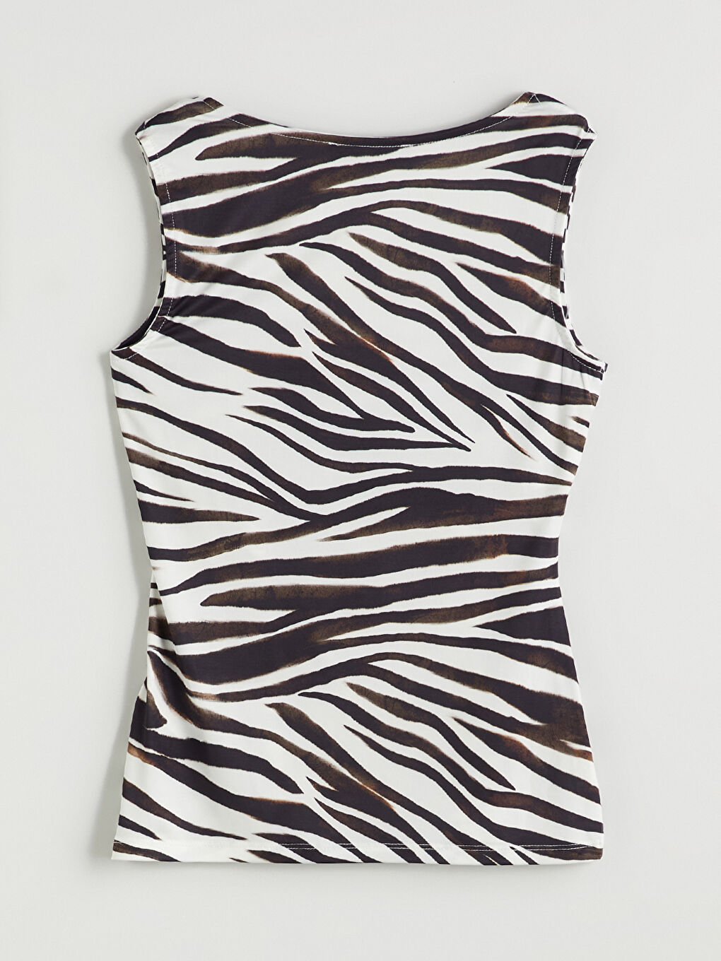 Square Collar Zebra Patterned Women's Tank Top-5