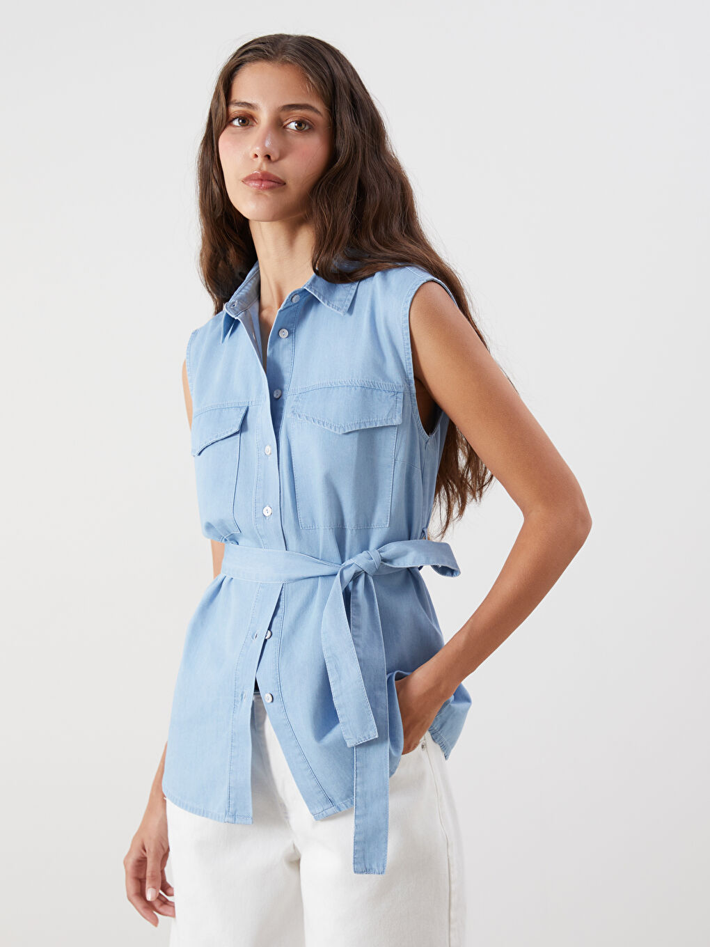 LCWAIKIKI Classic Woman INDIGO Denim Shirt -S5R884Z8-311