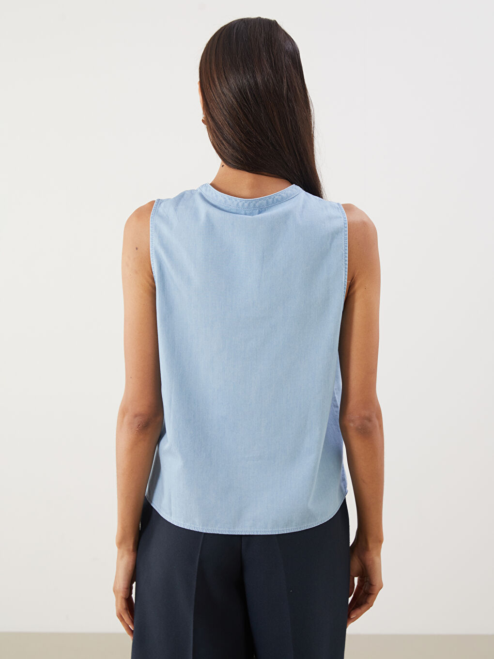 İndigo Kaçık Yaka Jean Bluz-3