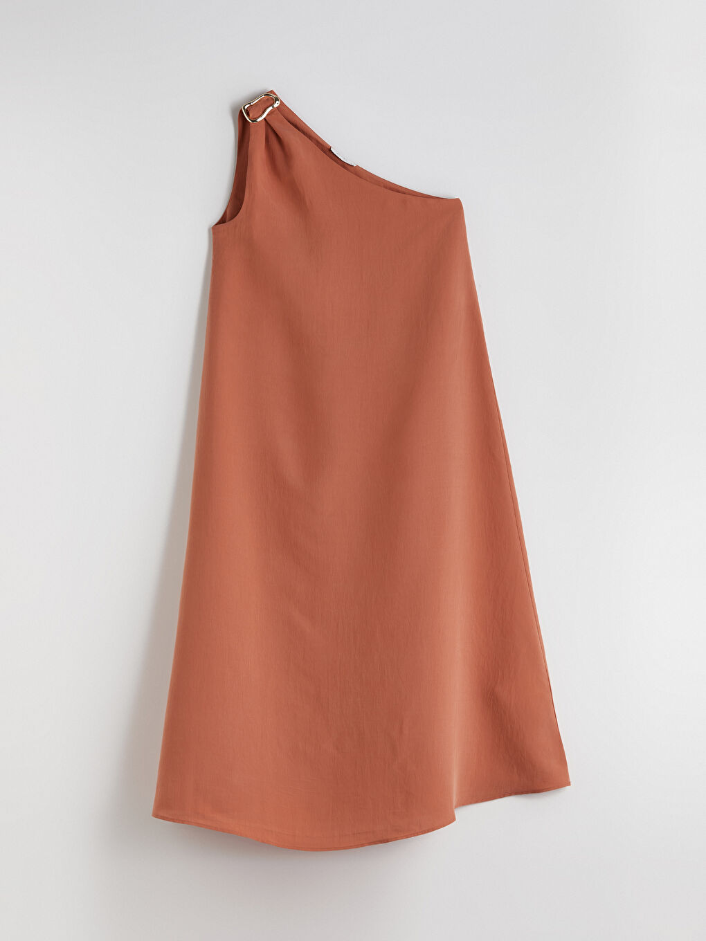 Turuncu Tek Omuz Modal Karışımlı Elbise-4