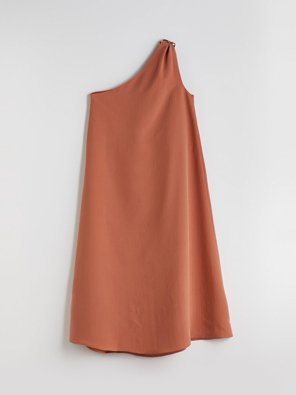 Turuncu Tek Omuz Modal Karışımlı Elbise-5