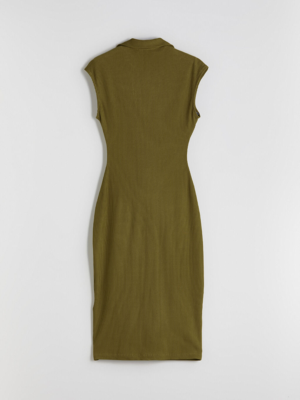 Yeşil Dokulu Büzgülü Gömlek Elbise-5