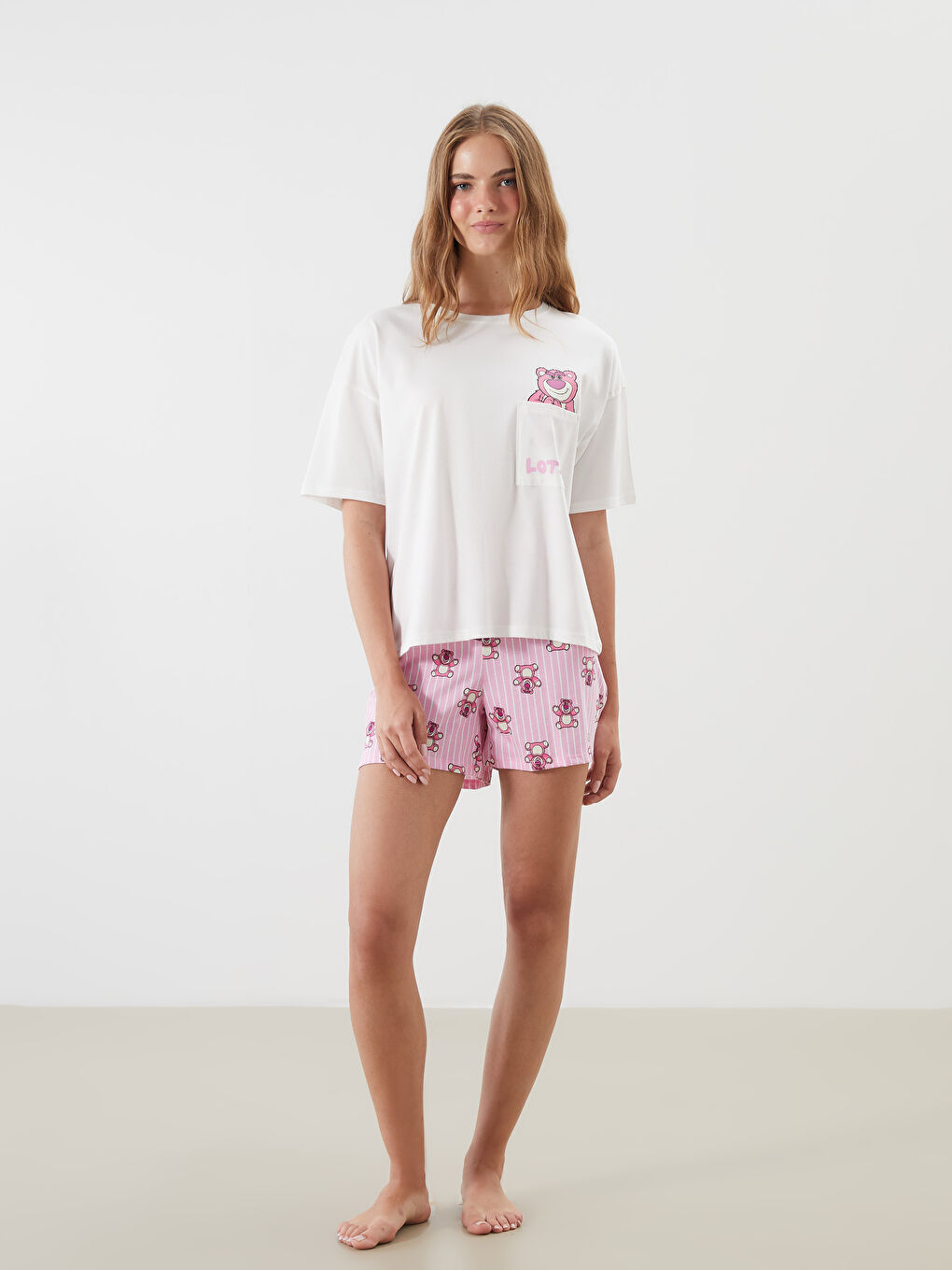 LCW Young Woman PINK Shortie Pyjama Set -S5R917Z8-LT4