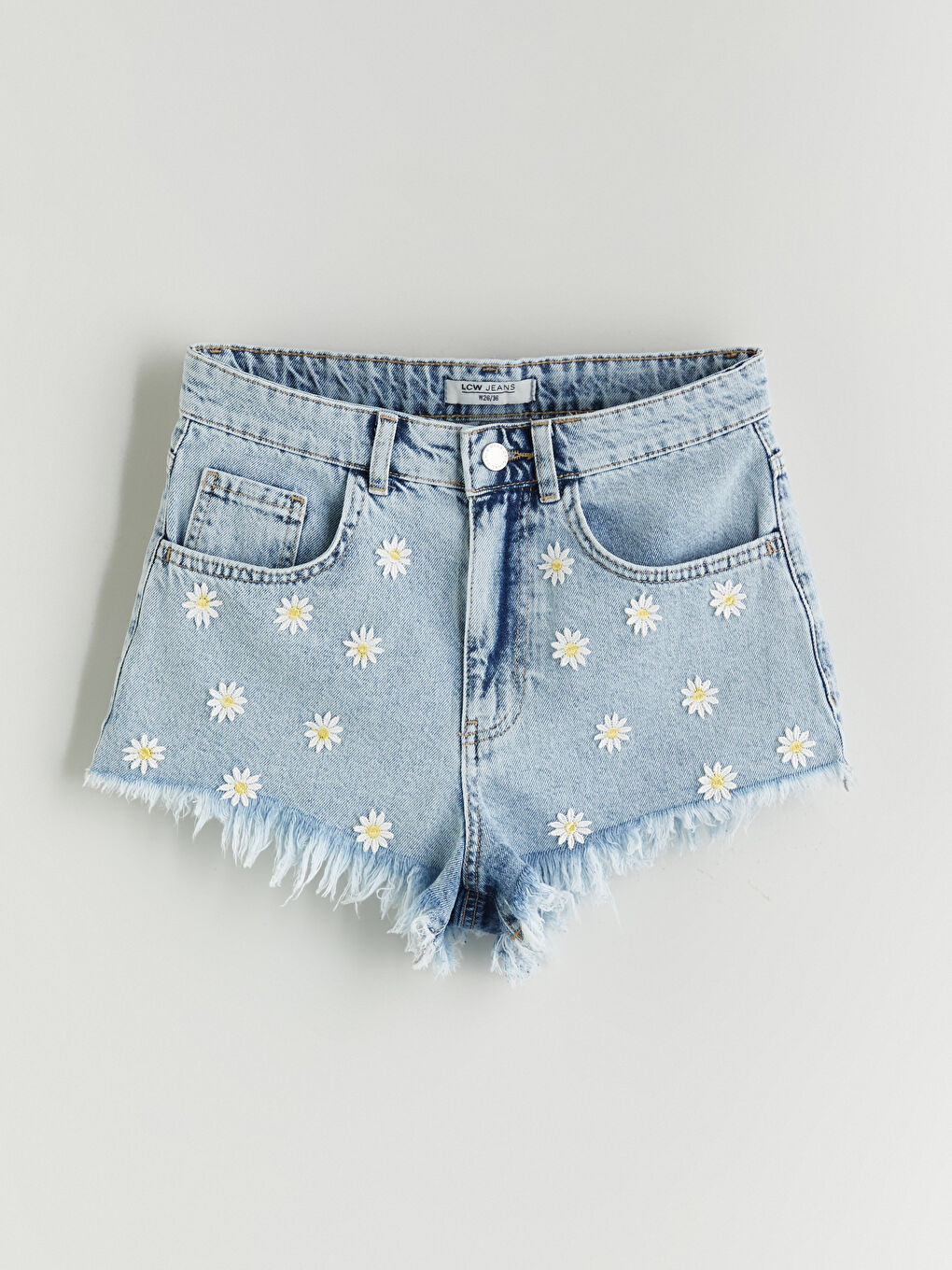 Standard Fit Women's Floral Embroidered Denim Shorts -S5R925Z8-311