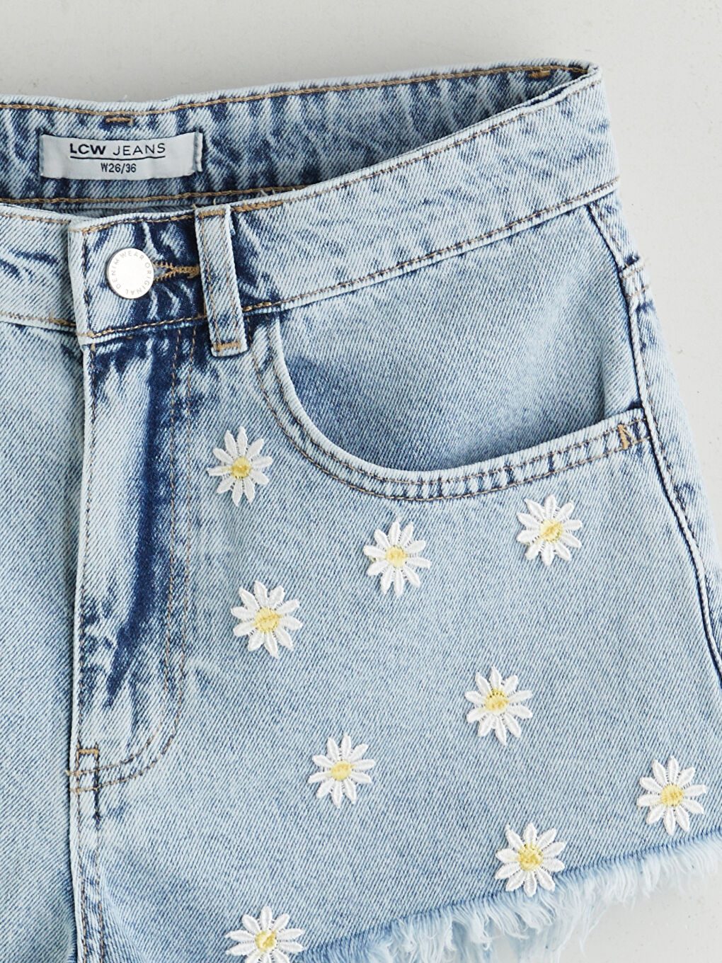 Standard Fit Women's Floral Embroidered Denim Shorts -S5R925Z8-311