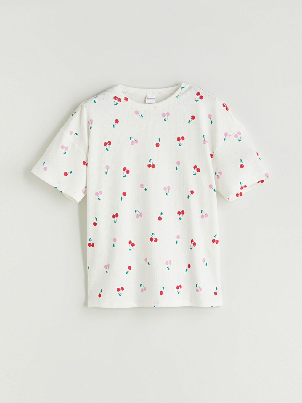 Ekru Bisiklet Yaka Kız Çocuk Pijama Üst