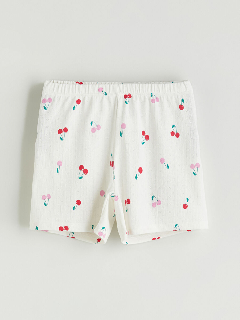 Ekru Beli Lastikli Kız Çocuk Pijama Şort