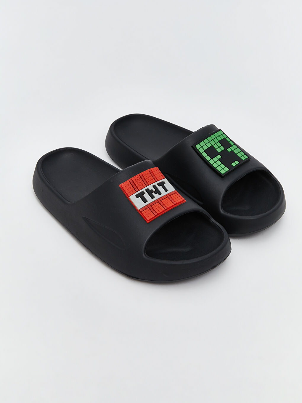 Siyah Minecraft Baskılı Erkek Çocuk Terlik