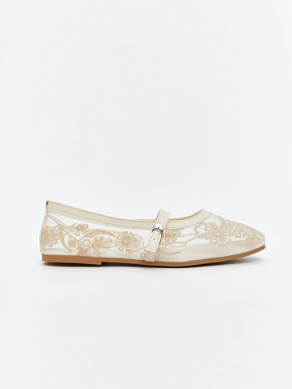 Bej Nakışlı Kadın Babet Ayakkabı-1