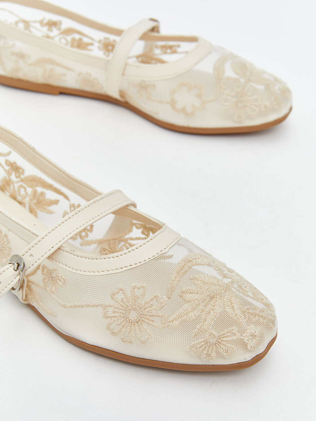 Bej Nakışlı Kadın Babet Ayakkabı-2