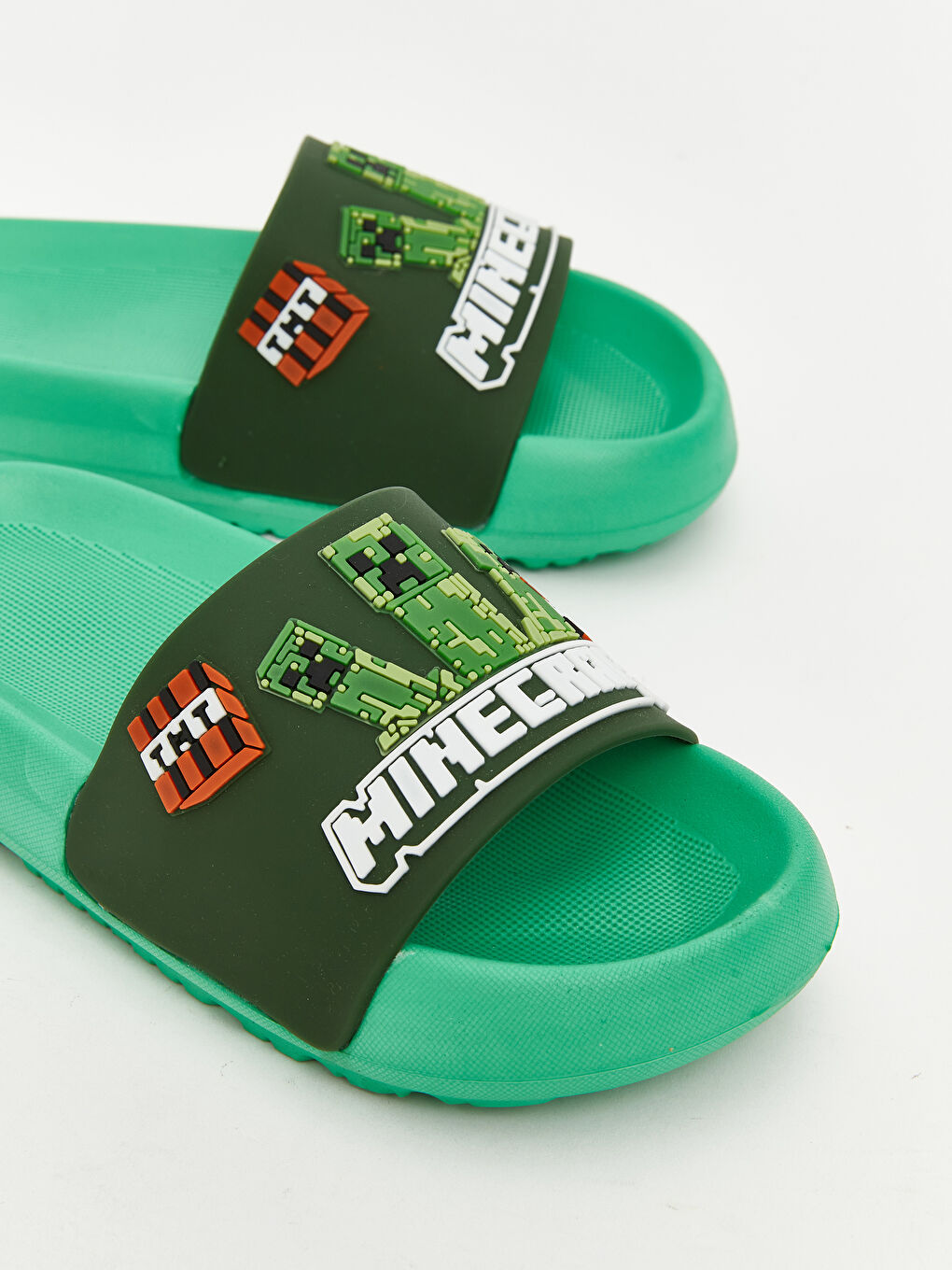 Yeşil Minecraft Baskılı Erkek Çocuk Terlik-2