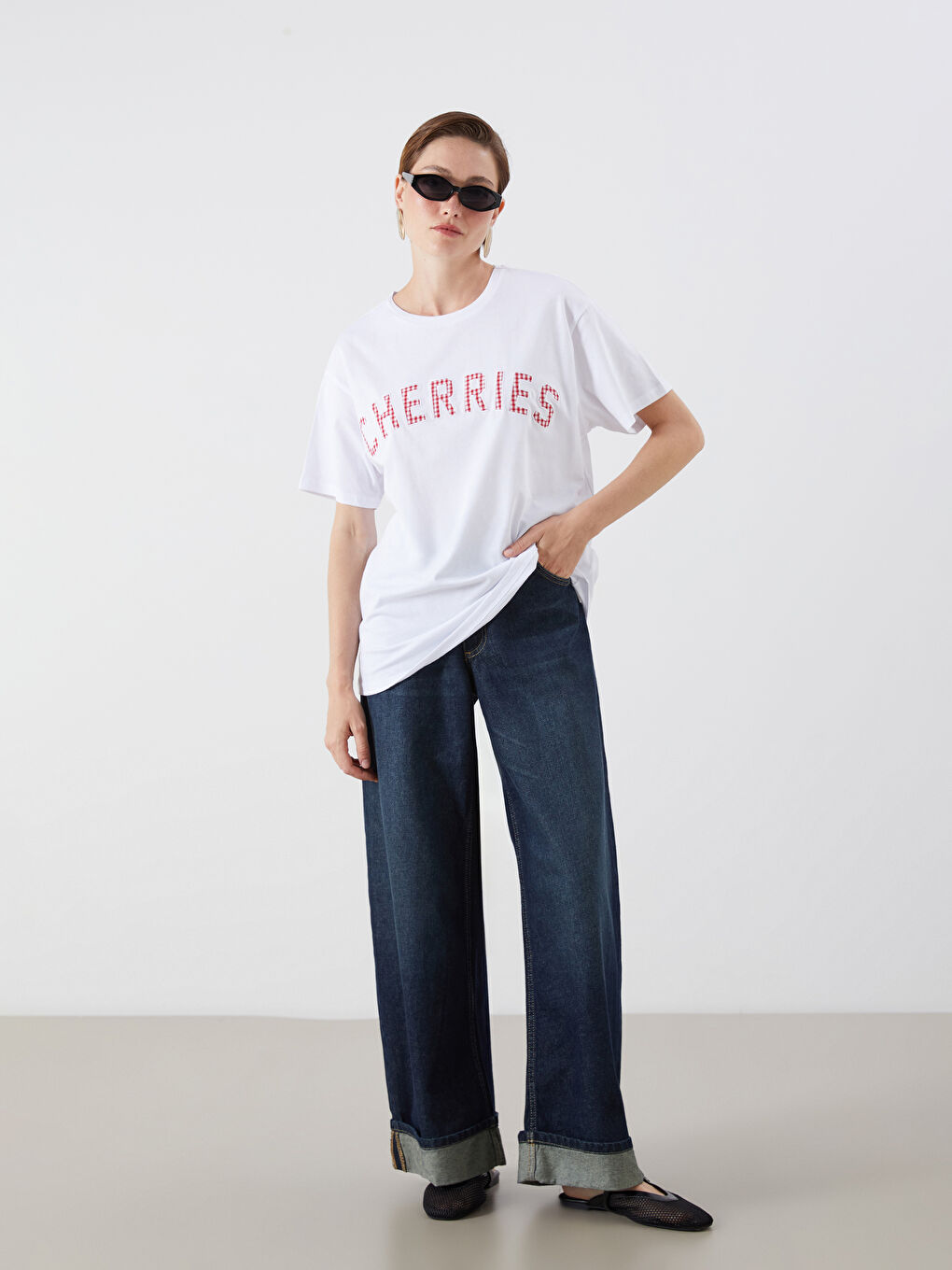 LCW Vision Crew Neck Embroidered Women's T-Shirt -S5R981Z8-Q6K