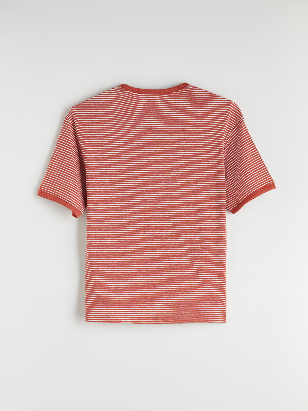 Kırmızı Bisiklet Yaka Çizgili Penye Erkek Tişört-5