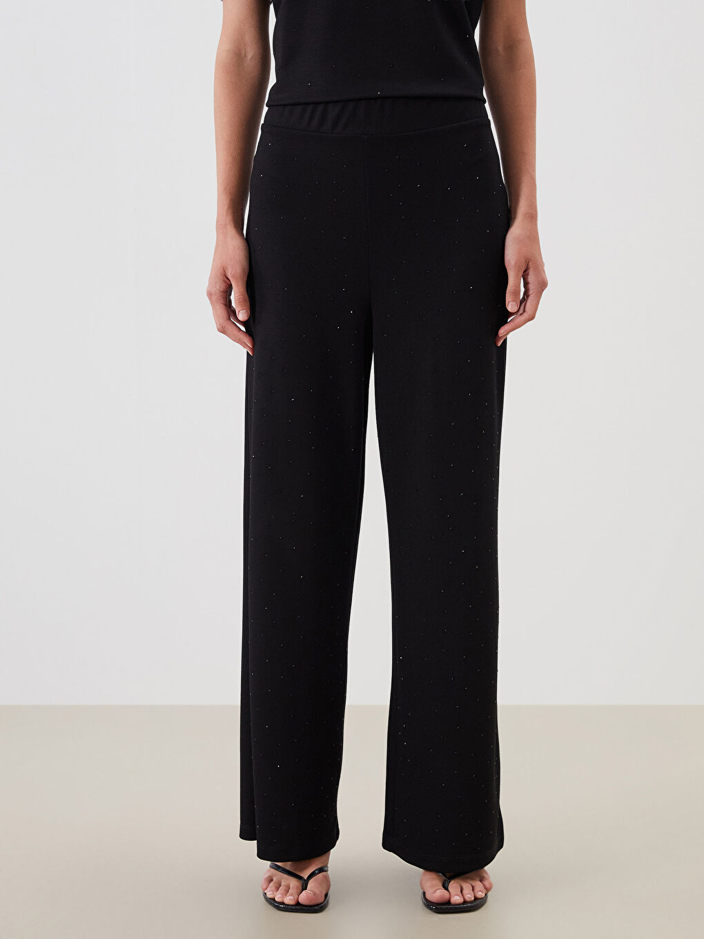 LCW Comfort Elasticated Waist Rhinestone Embellished Women's Trousers -S5RA00Z8-CVL