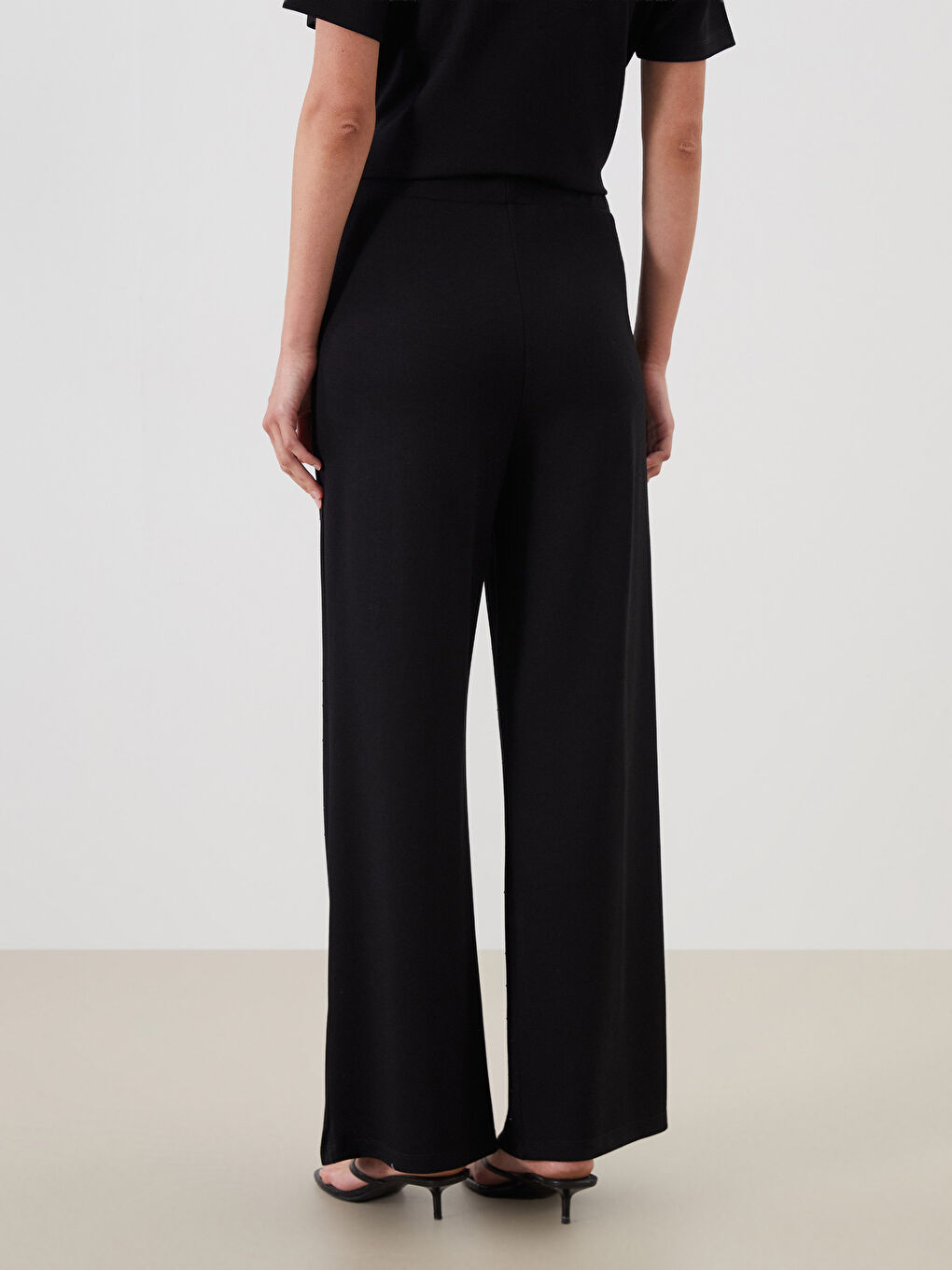 LCW Comfort Elasticated Waist Rhinestone Embellished Women's Trousers -S5RA00Z8-CVL