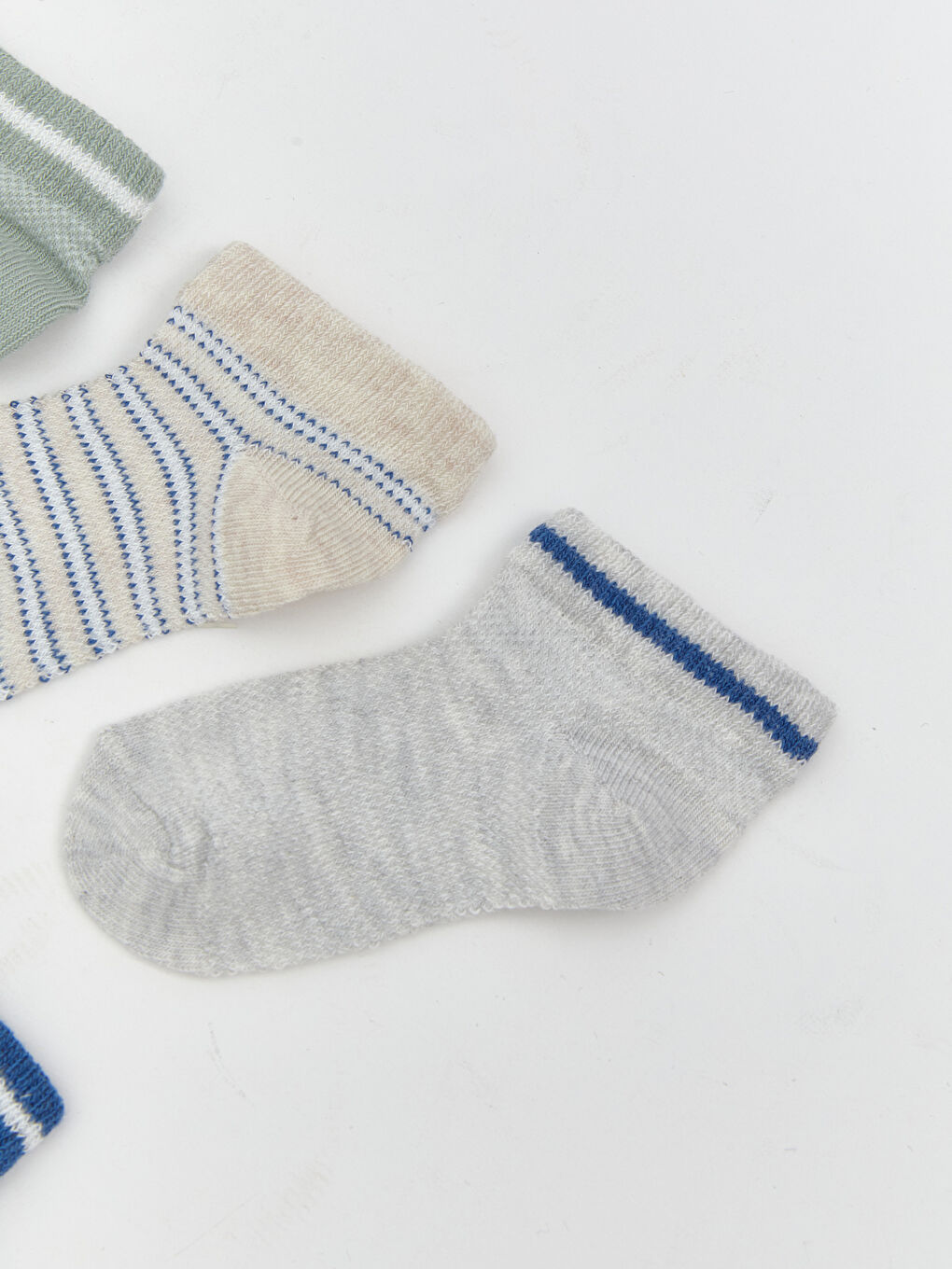 Yeşil Çizgili Erkek Bebek Patik Çorap 5'li-2