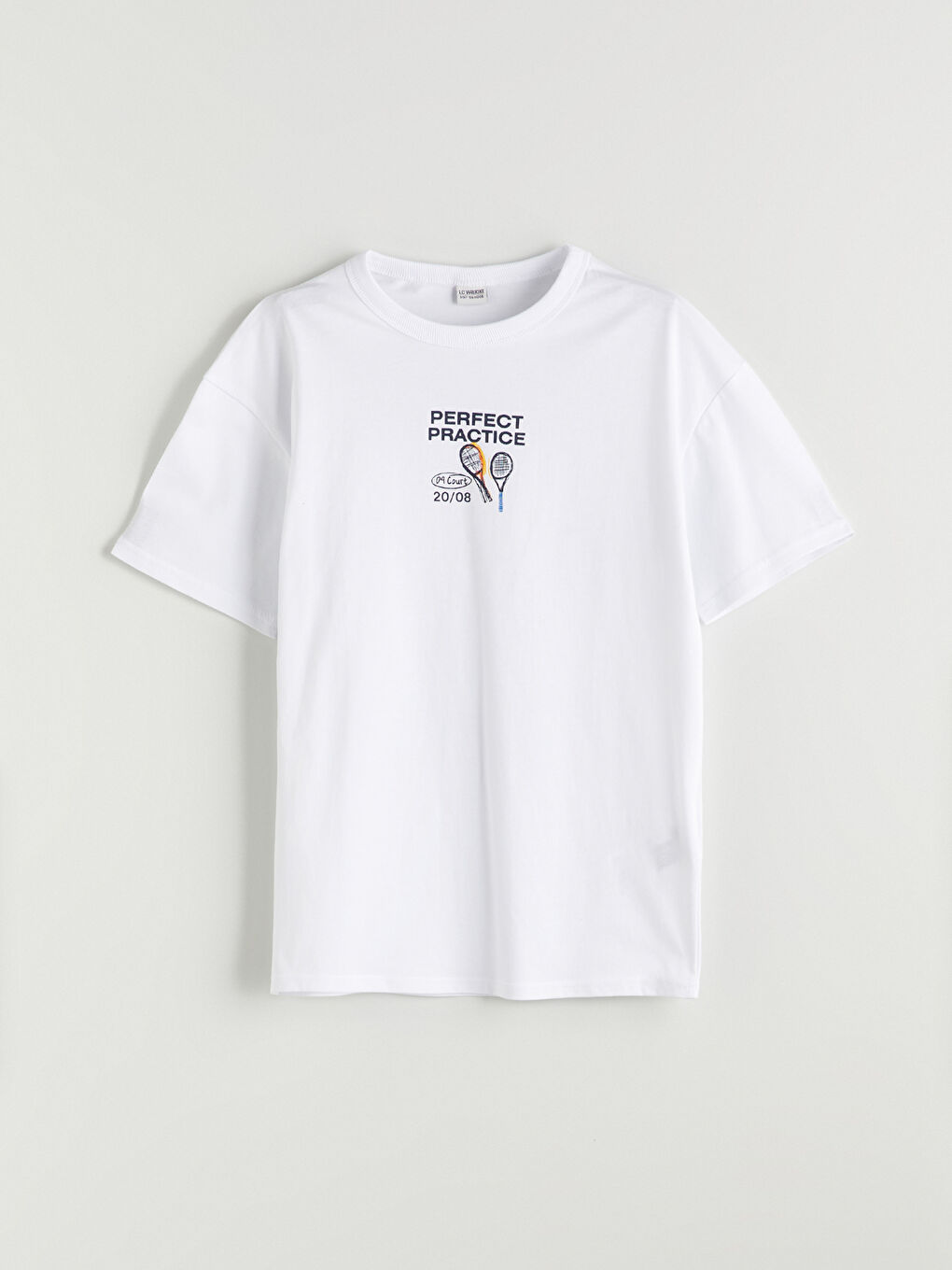 Beyaz Bisiklet Yaka Erkek Çocuk Tişört-4