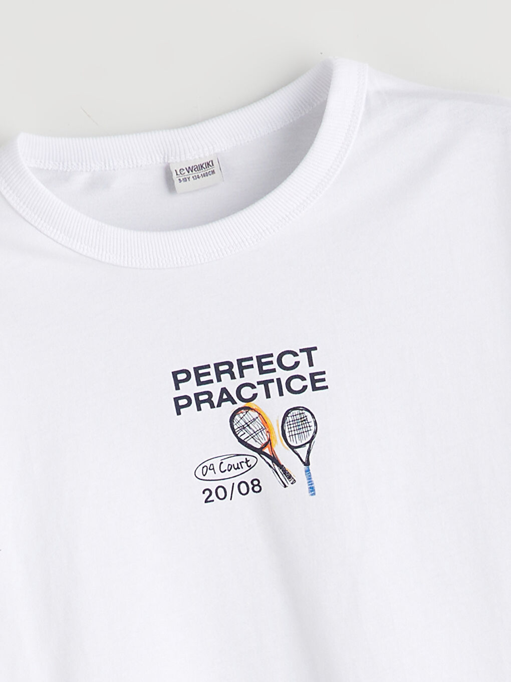 Beyaz Bisiklet Yaka Erkek Çocuk Tişört-5