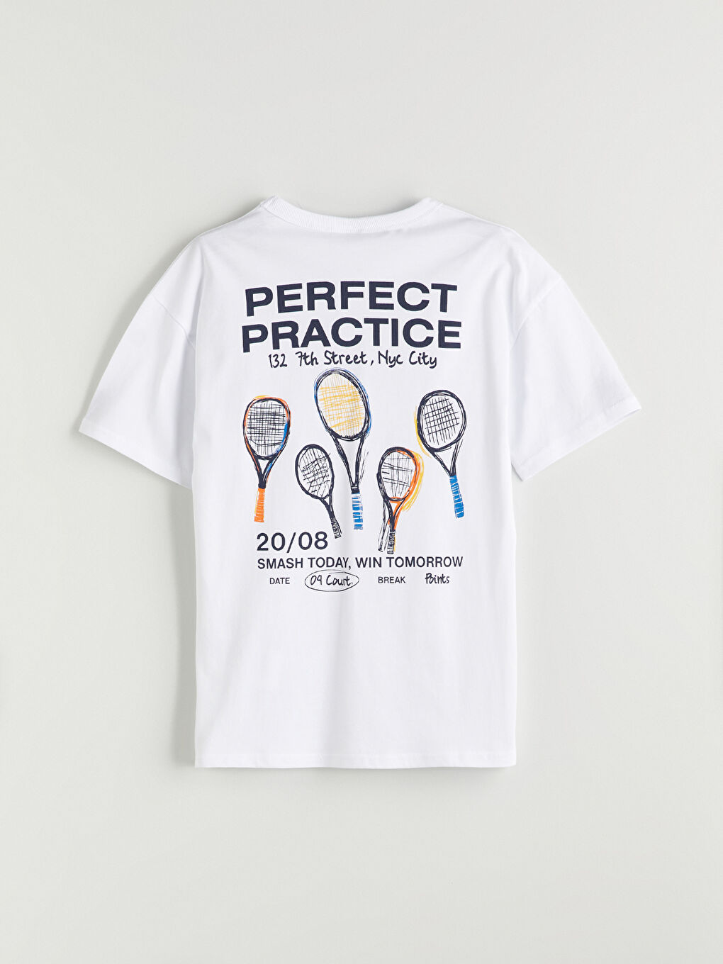 Beyaz Bisiklet Yaka Erkek Çocuk Tişört-6