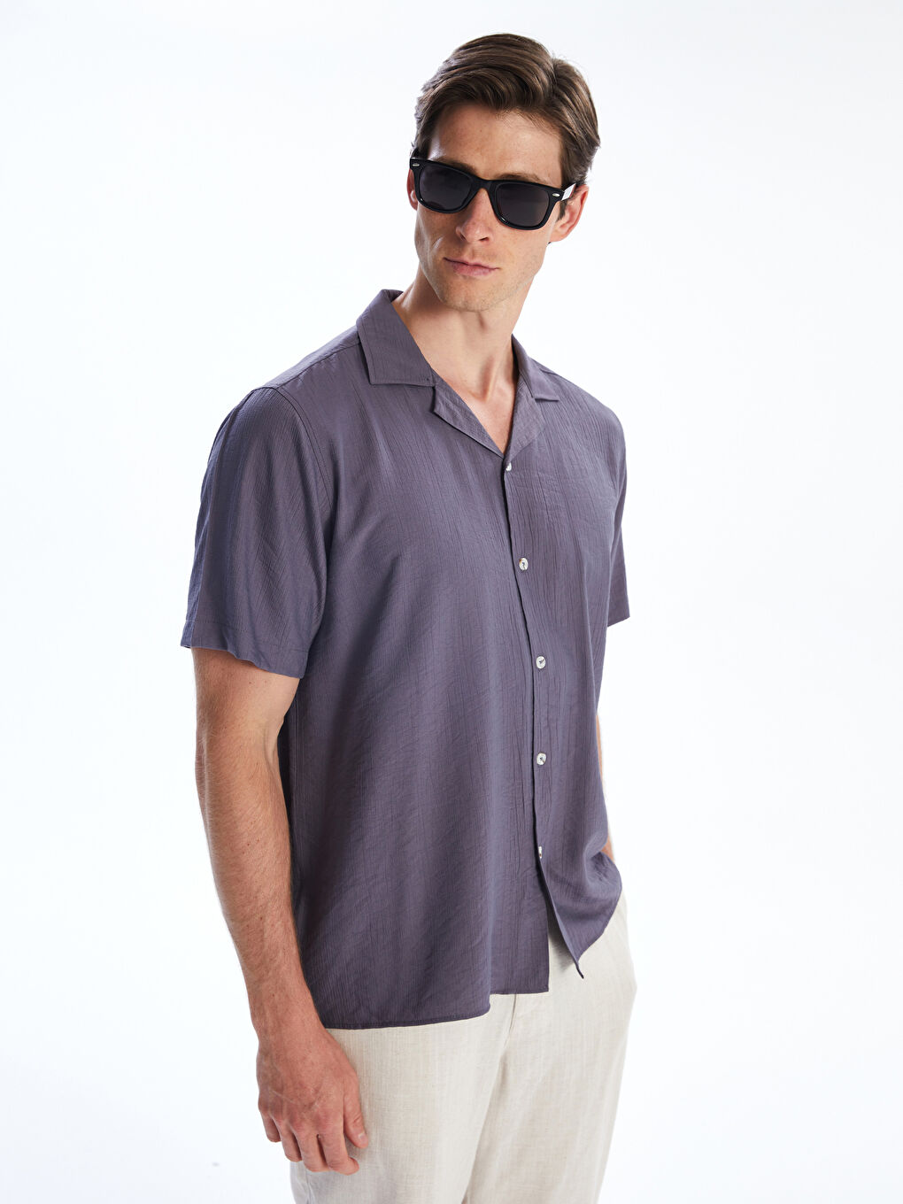 Mor Regular Fit Resort Yaka Erkek Gömlek