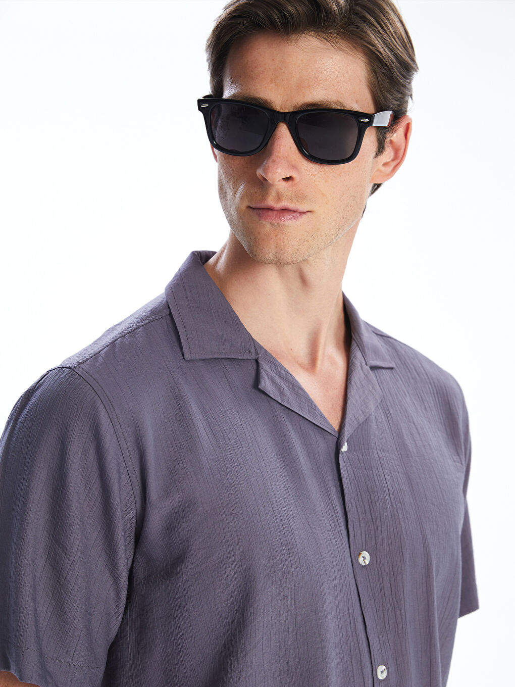 Mor Regular Fit Resort Yaka Erkek Gömlek-1