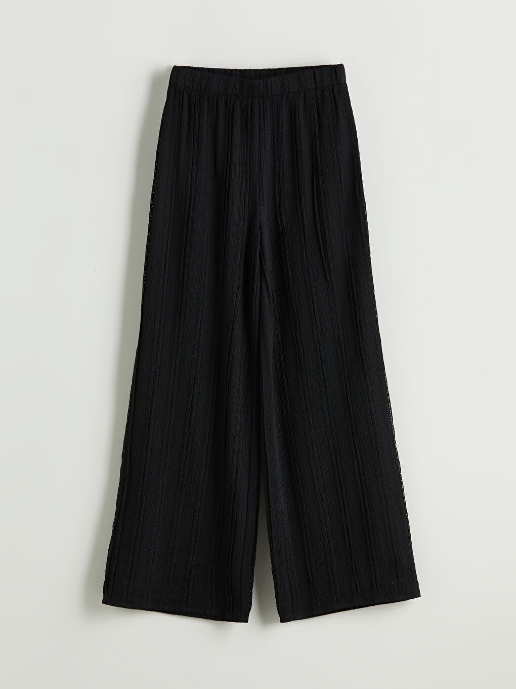 LCWAIKIKI Classic Elasticated Waist Textured Wide Leg Women's Trousers -S5RA15Z8-CVL