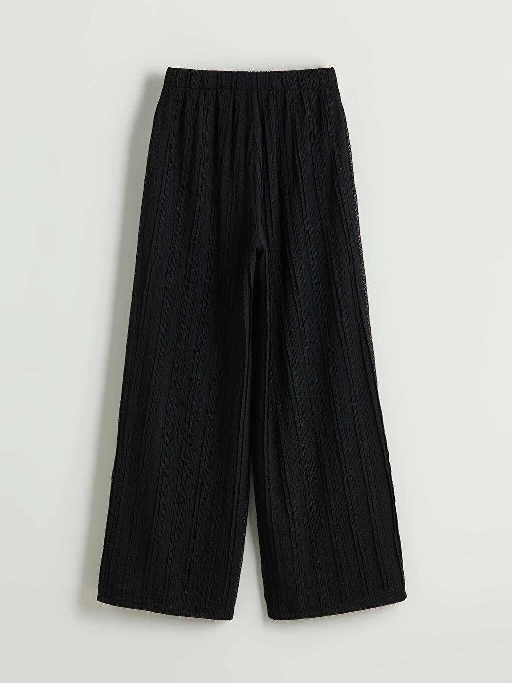 LCWAIKIKI Classic Elasticated Waist Textured Wide Leg Women's Trousers -S5RA15Z8-CVL