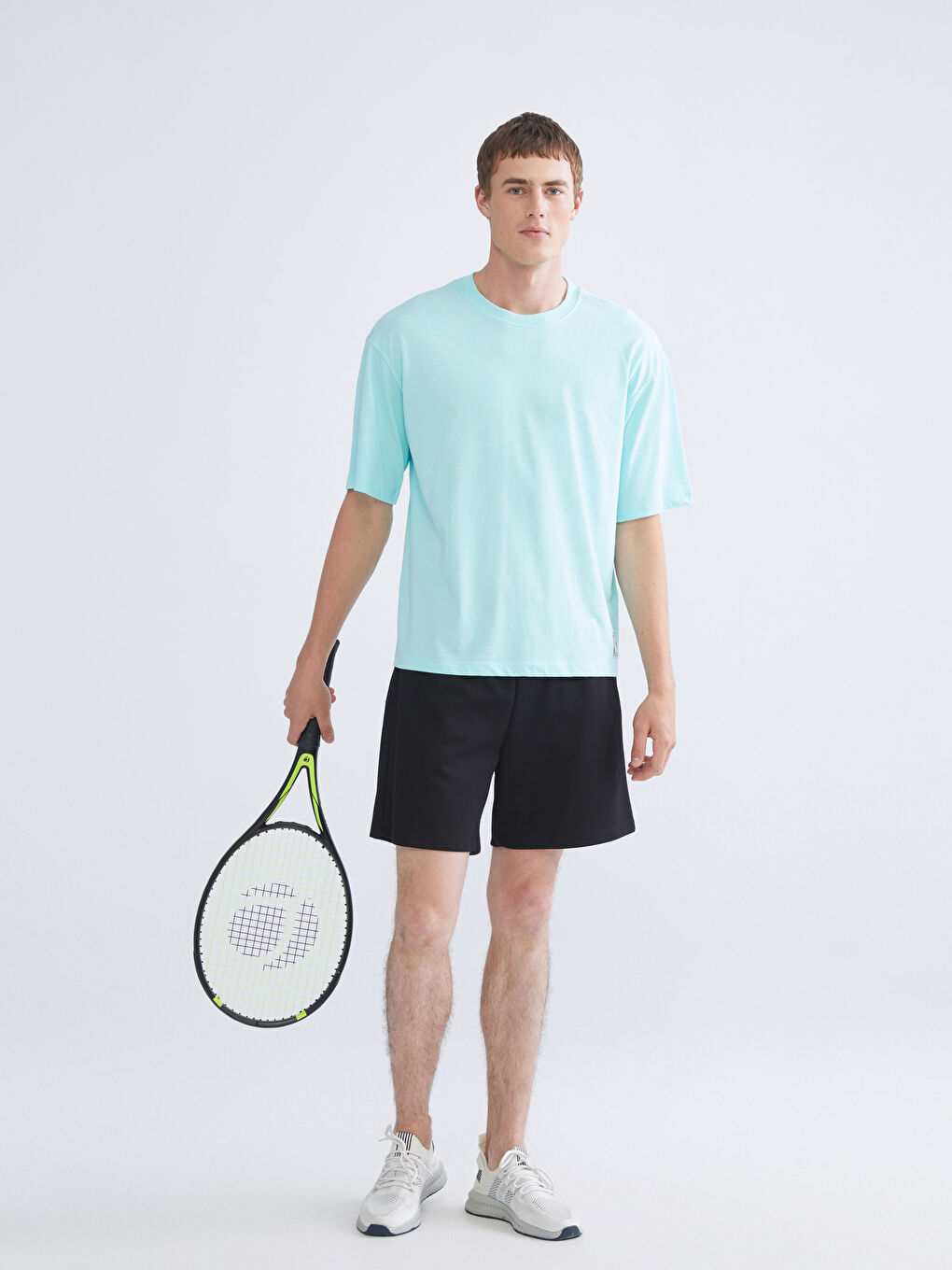 Yeşil Bisiklet Yaka Erkek Spor Tişört-1