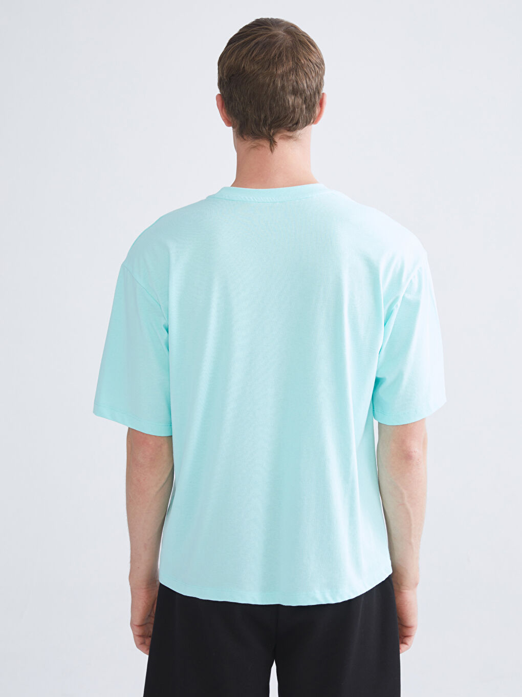 Yeşil Bisiklet Yaka Erkek Spor Tişört-3