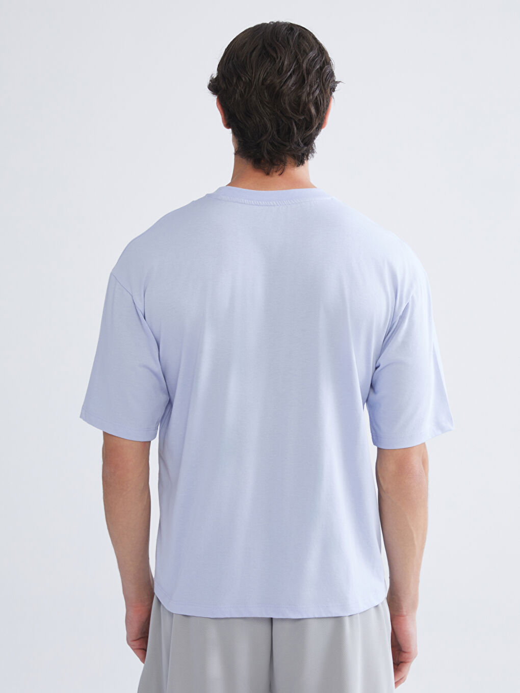 Lila Bisiklet Yaka Erkek Spor Tişört-3