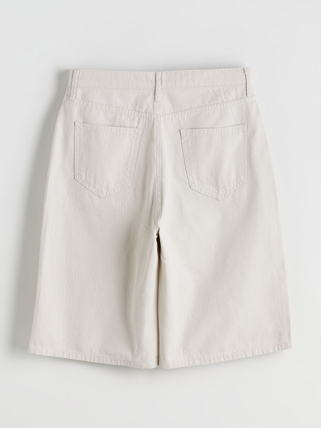 Bej Rahat Kalıp Kanvas Erkek Şort-5