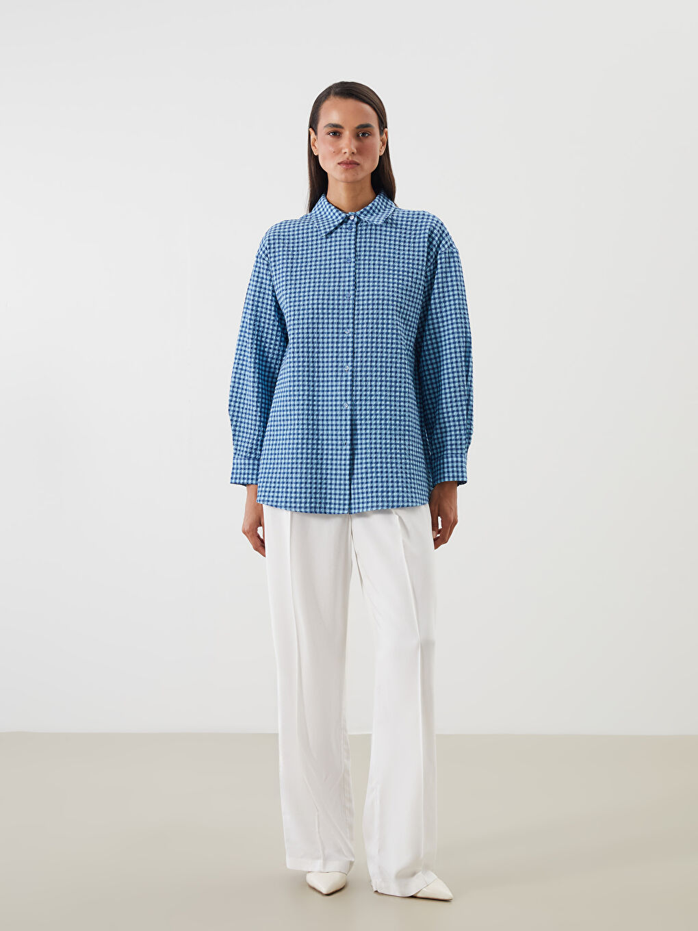 LCW Modest Plaid Women's Shirt Tunic -S5RA54Z8-LLC