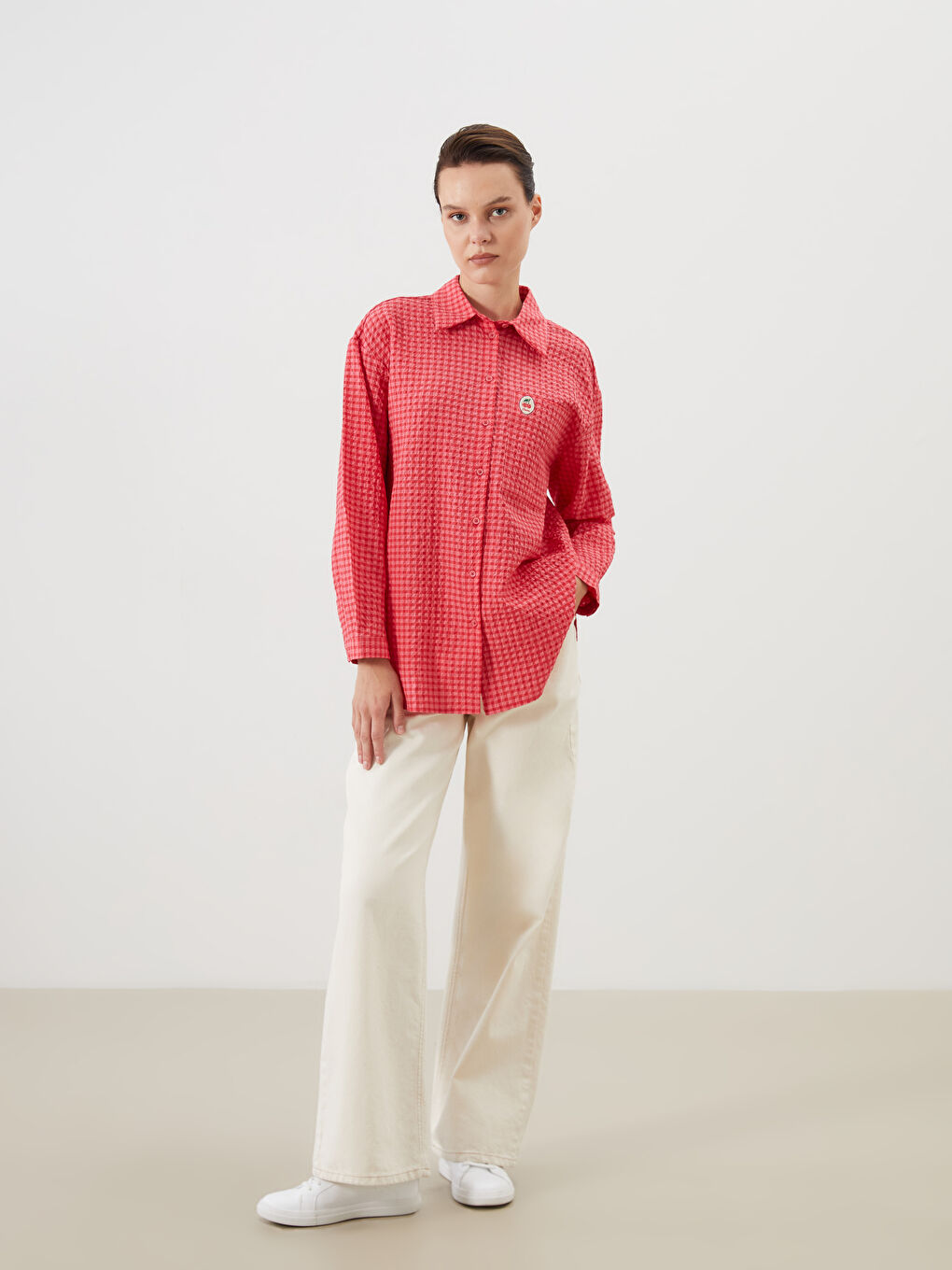 LCW Modest Plaid Women's Shirt Tunic -S5RA55Z8-LPA