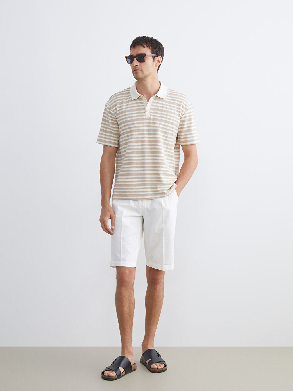 Polo Neck Striped Men's T-Shirt-1