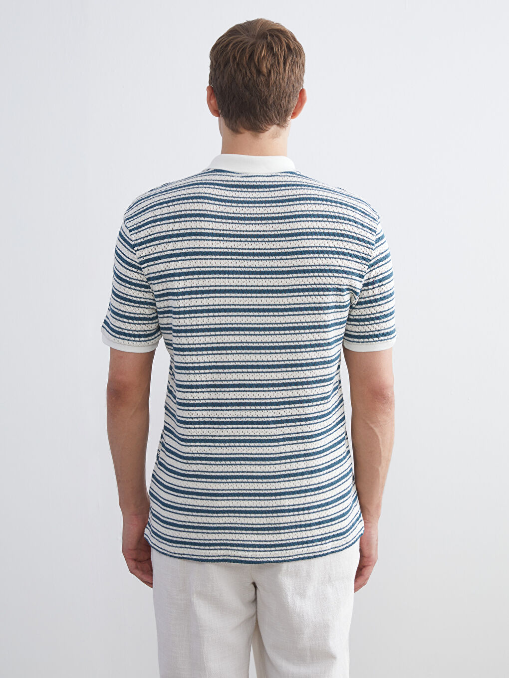 تي شيرت رجالي بياقة بولو مخطط-6